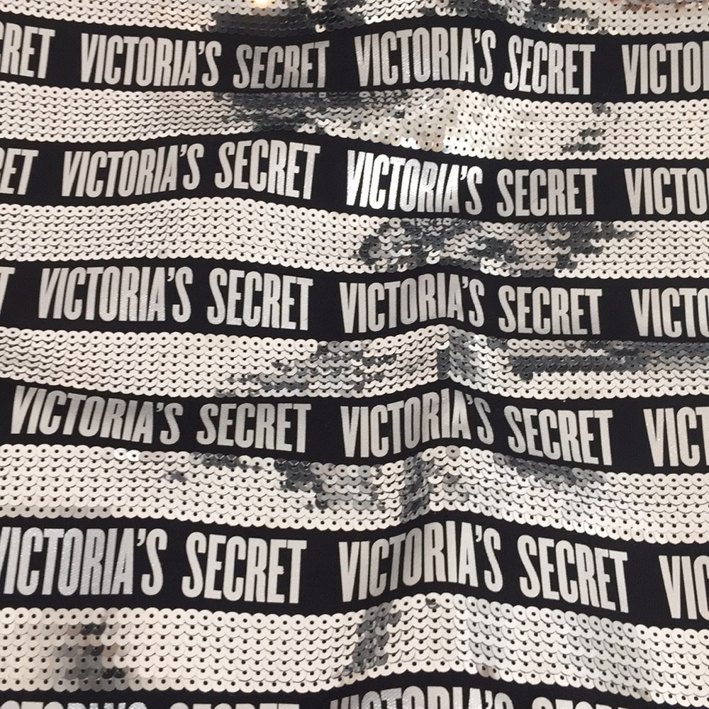 Victorias Secret Tote Large Black & Silver Sequins - Picture 5 of 9